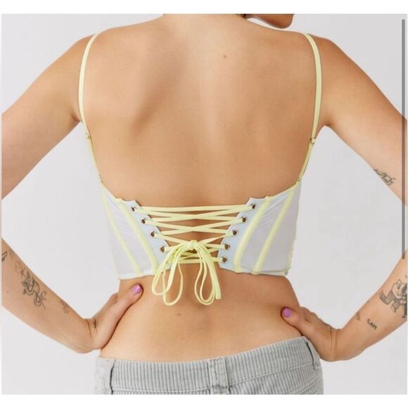 Urban Outfitters modern love blue and green ruched pastel corset lace up back to - Picture 5 of 5